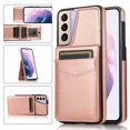 thumbnail image 1 of Dteck Back Wallet Phone Case for Samsung Galaxy S21 4G 5G with ID & Credit Card Holder Slots Pockets Wallet Back Cover Stand Flip Folio Leather Cell Cases Women Men, Rosegold, 1 of 8