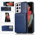 thumbnail image 1 of Dteck Back Wallet Phone Case for Samsung Galaxy S21 Ultra 4G 5G with ID & Credit Card Holder Slots Pockets Wallet Back Cover Stand Flip Folio Leather Cell Cases Women Men, Darkblue, 1 of 7