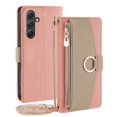 thumbnail image 1 of Dteck Bag Crossbody Strap Case for Samsung Galaxy A15 5G,Magnetic Leather Card Slots Zipper Wallet Hidden Mirror Case Shockproof Stand Full Body Protective Cover with Detachable Metal Strap,Pink, 1 of 8
