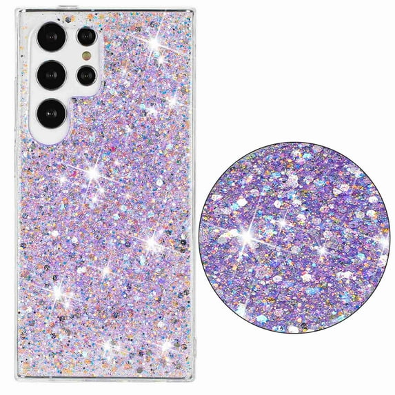 Dteck Bling Case for Samsung Galaxy A55, Women Girls Sparkly Glitter Shiny Soft TPU Rubber Ultra Slim Shockproof Hard Protective Cover, Purple