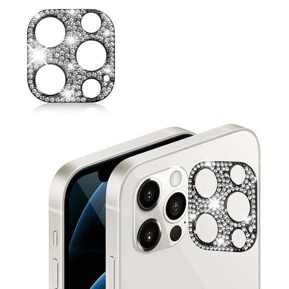 Dteck Bling Diamond Camera Lens Protector for iPhone 12 Pro, Black