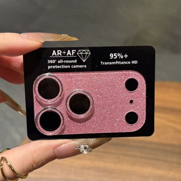 Dteck Bling Glitter Camera Lens Protector for iPhone 17 Pro Max, Shockproof Tempered Glass Anti-Scratch Screen Cover, Pink