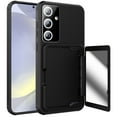 thumbnail image 1 of Dteck Built-in Card Slot Case for Galaxy S24 ,Shockproof Rubber Case with Hidden Mirror Card Wallet Flip Cover for Galaxy S24,Black, 1 of 6