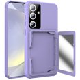 thumbnail image 1 of Dteck Built-in Card Slot Case for Galaxy S24 ,Shockproof Rubber Case with Hidden Mirror Card Wallet Flip Cover for Galaxy S24,Lightpurple, 1 of 6