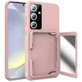 thumbnail image 1 of Dteck Built-in Card Slot Case for Galaxy S24 ,Shockproof Rubber Case with Hidden Mirror Card Wallet Flip Cover for Galaxy S24,Rosegold, 1 of 6
