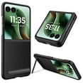 thumbnail image 1 of Dteck Built-in Front Screen Protector Case for Motorola Razr Ultra 2025,Slim Leather +PC Case with Invisible Kickstand Shockproof Back Cover,Black, 1 of 8