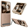 thumbnail image 1 of Dteck Built-in Front Screen Protector Case for Motorola Razr Ultra 2025,Slim Leather +PC Case with Invisible Kickstand Shockproof Back Cover,Gold, 1 of 8