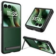 thumbnail image 1 of Dteck Built-in Front Screen Protector Case for Motorola Razr Ultra 2025,Slim Leather +PC Case with Invisible Kickstand Shockproof Back Cover,Green, 1 of 8