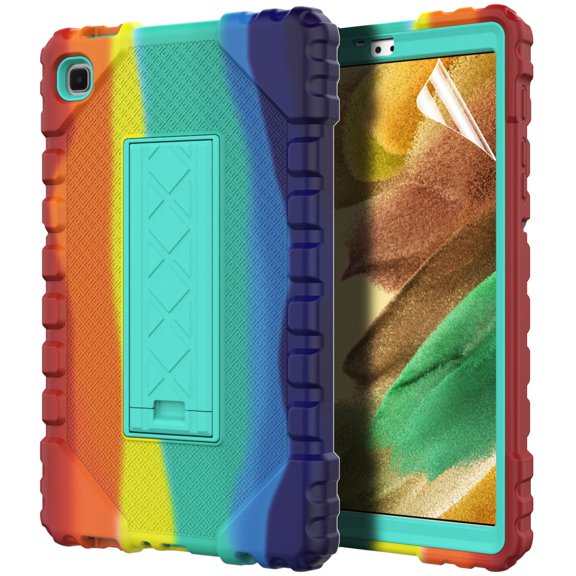 Dteck Built-in Screen Protector Case for Samsung Galaxy A7 Lite 8.7-inch T220 T225,Shockproof Rubber Armor Kickstand Case 3-Layer Protection Cover for Galaxy A7 Lite 8.7-inch 2021,Green+Blue