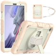 thumbnail image 1 of Dteck Built-in Screen Protector Case for Samsung Galaxy Tab A7 Lite 8.7" SM-T220/T225 (2021),Shockproof Rugged Rubber 3-Layers Protection Full Cover Kickstand Hand/Shoulder Strap Case,Rosegold, 1 of 6