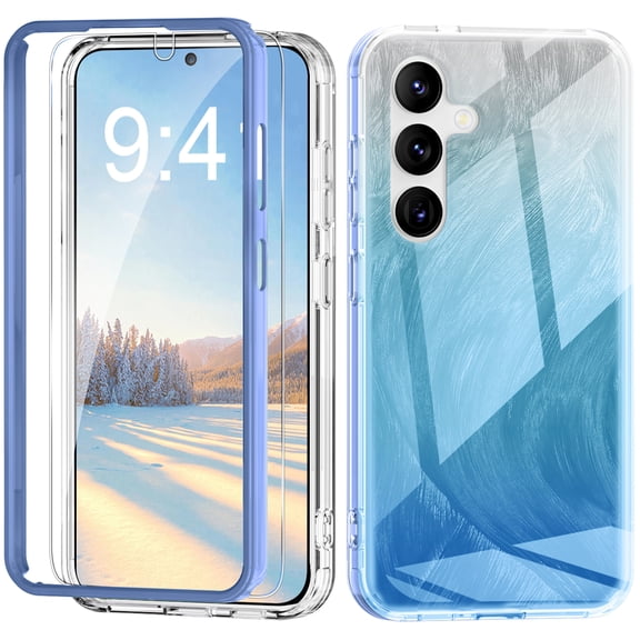 Dteck with Screen Protector Case for Samsung Galaxy S24,Compatible with Mag-Safe Slim TPU+PC Full-Body Stylish Shockproof Protective Cover,Blue