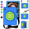 thumbnail image 1 of Dteck Built-in Screen Protector Case for iPad 11-inch (A16) 2025/iPad 10th Generation 10.9 inch,Shockproof Kids EVA Case Hand Grip 360° Rotating Stand Washable Tablet Cover with Shoulder Strap,Blue, 1 of 7