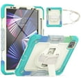 thumbnail image 1 of Dteck Built-in Screen Protector Case for iPad Pro 11 3rd Generation 2021,iPad Pro 11 2nd Gen 2020/2018 Shockproof Rugged Rubber 3-Layers Protection Cover Stand Hand/Shoulder Strap Cover,Mint+Blue, 1 of 7