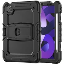 Dteck Built-in Screen Protector Case for iPad Pro 11 inch 1st/2nd/3rd/4th Generation (2018/2020/2021/2022),iPad Air 5th/4th Gen Shockproof Silicone Case Stand Cover with Shoulder Strap,Black