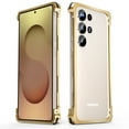 thumbnail image 1 of Dteck Bumper Case for Samsung Galaxy S25 Ultra, Military-Grade Slim Shockproof Aluminum Metal Frame, Snap-On No Back Panel Cooling Design,with Transparent Carbon Fiber Back Sticker,Gold, 1 of 7