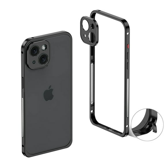Dteck Bumper Case for iPhone 13, Ultra-Thin Metal Frame + Camera Lens Protector Case Shockproof Heat Dissipation Bumper for iPhone 13,Black