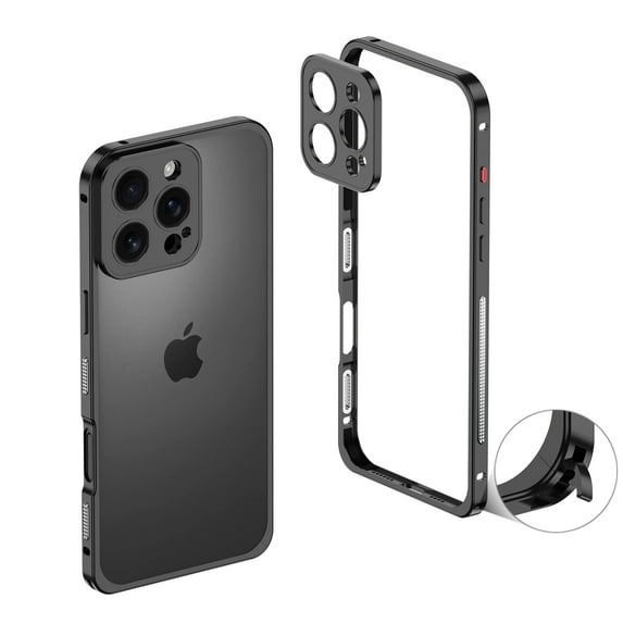 Dteck Bumper Case for iPhone 13 Pro Max, Ultra-Thin Metal Frame + Camera Lens Protector Case Shockproof Heat Dissipation Bumper for iPhone 13 Pro Max,Black