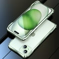 thumbnail image 1 of Dteck Bumper Case for iPhone 15 Plus,Shockproof Aluminum Metal Bumper Frame with Transparent Carbon Fiber Back Sticker and Camera Lens Protector, Lightgreen, 1 of 9