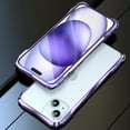 thumbnail image 1 of Dteck Bumper Case for iPhone 15 Plus,Shockproof Aluminum Metal Bumper Frame with Transparent Carbon Fiber Back Sticker and Camera Lens Protector, Purple, 1 of 9