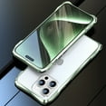 thumbnail image 1 of Dteck Bumper Case for iPhone 15 Pro,Shockproof Aluminum Metal Bumper Frame with Transparent Carbon Fiber Back Sticker and Camera Lens Protector, Lightgreen, 1 of 9