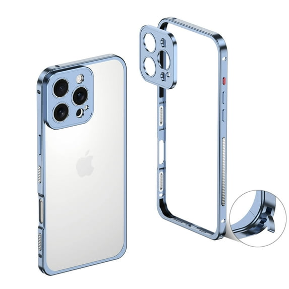 Dteck Bumper Case for iPhone 16 Pro Max, Ultra-Thin Metal Frame + Camera Lens Protector Case Shockproof Heat Dissipation Bumper for iPhone 16 Pro Max,Blue