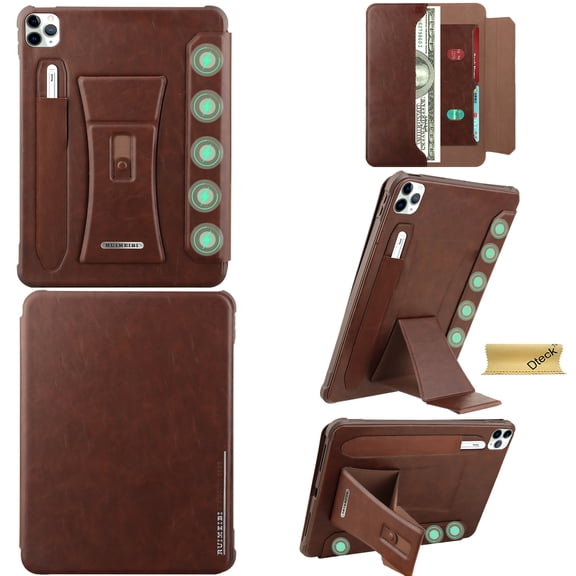 Dteck Business Case for iPad Air 13 Inch (M3/M2, 2025/2024), Strong Magnetic Auto Sleep Shockproof Case with Absorbing Multi-Angles Stand, Pen Holder, Card Slot,Dark Brown
