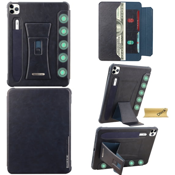 Dteck Business Case for iPad Pro 11 Inch M4 (2024), Strong Magnetic Auto Sleep Shockproof Case with Absorbing Multi-Angles Stand, Pen Holder, Card Slot,Blue