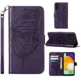 thumbnail image 1 of Dteck Butterfly & Flower Embossed Pattern PU Leather Wallet Phone Case for Samsung Galaxy A35 6.6 inch,Shockproof Slim Magnetic Flip Holder Card Slots Protective Cover with Wrist Strap,Purple, 1 of 10