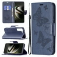 thumbnail image 1 of Dteck Butterfly Pattern Case for Samsung Galaxy S23 Plus,Magnetic Leather Card Wallet Case Shockproof Kickstand Cover with Wrist Strap for Galaxy S23+,Blue, 1 of 6