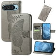 thumbnail image 1 of Dteck Butterfly Pattern Wallet Case for Google Pixel 9 Pro XL,Magnetic Leather Card Slots Flip Case Shockproof Kickstand Cover with Wrist Strap for Google Pixel 9 Pro XL,Gray, 1 of 4