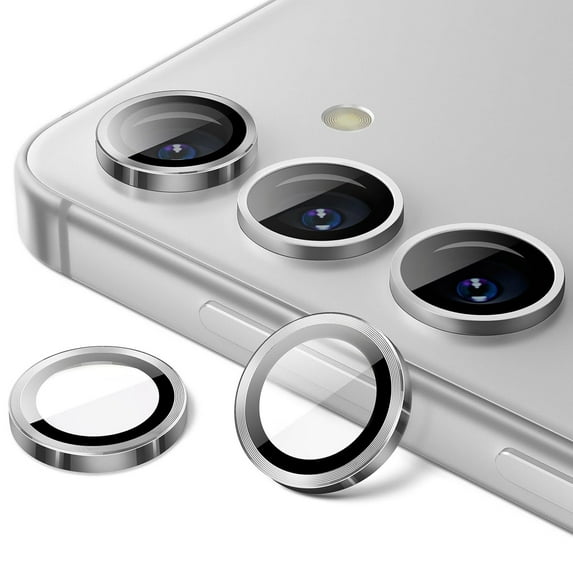 Dteck Camera Lens Protector for Samsung Galaxy S25, Individual Metal Ring 9H Hardness HD Tempered Glass Camera Screen Protector Cover for Galaxy S25,Gray