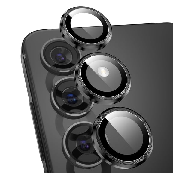 Dteck Camera Lens Protector for Samsung Galaxy S25 Plus, Individual Metal Ring 9H Hardness HD Tempered Glass Camera Screen Protector Cover for Galaxy S25 Plus,Black