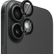 Dteck Camera Lens Protector for iPhone 16, Individual Metal Ring 9H Hardness HD Tempered Glass Camera Screen Protector Cover for iPhone 16,Black