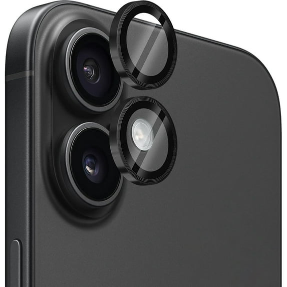 Dteck Camera Lens Protector for iPhone 16 Plus, Individual Metal Ring 9H Hardness HD Tempered Glass Camera Screen Protector Cover for iPhone 16 Plus,Black