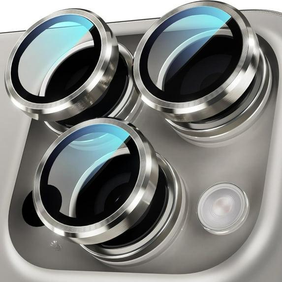 Dteck Camera Lens Protector for iPhone 16 Pro, Individual Metal Ring 9H Hardness HD Tempered Glass Camera Screen Protector Cover for iPhone 16 Pro,Titaniumgray