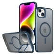 thumbnail image 1 of Dteck Camera Metal Ring Stand Case for iPhone 14 / iPhone 13,Shockproof TPU Magnetic Mag-Safe Case Matte PC Slim Back Cover,Blue, 1 of 6