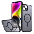 thumbnail image 1 of Dteck Camera Metal Ring Stand Case for iPhone 15 Plus / 14 Plus,Shockproof TPU Magnetic Mag-Safe Case Matte PC Slim Back Cover, Black, 1 of 6