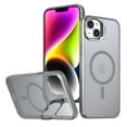 thumbnail image 1 of Dteck Camera Metal Ring Stand Case for iPhone 15 Plus / 14 Plus,Shockproof TPU Magnetic Mag-Safe Case Matte PC Slim Back Cover,Grey, 1 of 6
