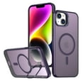 thumbnail image 1 of Dteck Camera Metal Ring Stand Case for iPhone 15 Plus / 14 Plus,Shockproof TPU Magnetic Mag-Safe Case Matte PC Slim Back Cover,Purple, 1 of 6