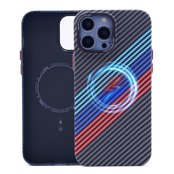 Dteck Carbon Fiber Texture Case for iPhone 13 Pro, Compatible with MagSafe, Military-Grade Drop Protection Hybrid Shockproof Magnetic Protective Cover for iPhone 13 Pro,Green Blue Red