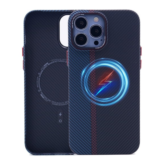 Dteck Carbon Fiber Texture Case for iPhone 14 Pro Max, Compatible with MagSafe, Military-Grade Drop Protection Hybrid Shockproof Magnetic Protective Cover for iPhone 14 Pro Max,Blue Red Gray