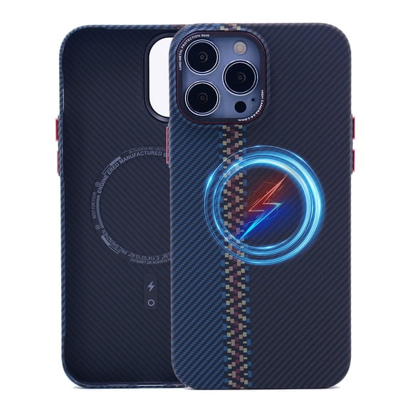 Dteck Carbon Fiber Texture Case for iPhone 14 Pro Max, Compatible with MagSafe, Military-Grade Drop Protection Hybrid Shockproof Magnetic Protective Cover for iPhone 14 Pro Max,Blue Gray