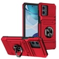 thumbnail image 1 of Dteck Card Holder Case for Motorola Moto G 5G 2023,Shockproof Silicone + PC Case Ring Stand Heavy Duty Drop Protection Wallet Cover for Moto G 5G 2023,Red, 1 of 7