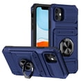 thumbnail image 1 of Dteck Card Holder Case for iPhone 11,Shockproof Silicone + PC Case Ring Stand Heavy Duty Drop Protection Wallet Cover for iPhone 11,Blue, 1 of 7