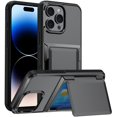 thumbnail image 1 of Dteck Card Holder Case for iPhone 16 Pro,Shockproof Silicone Case Card Slot Kickstand Hard PC Back Cover for iPhone 16 Pro,Gray, 1 of 7