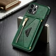 thumbnail image 1 of Dteck Card Holder Wallet Back Case for Apple iPhone 12 Pro Max 6.7-inch,Shockproof Rubber Silicone Bumper Leather Card Pocket Hybrid Protective Kickstand Cover with Cross Body Shoulder Strap,Green, 1 of 9
