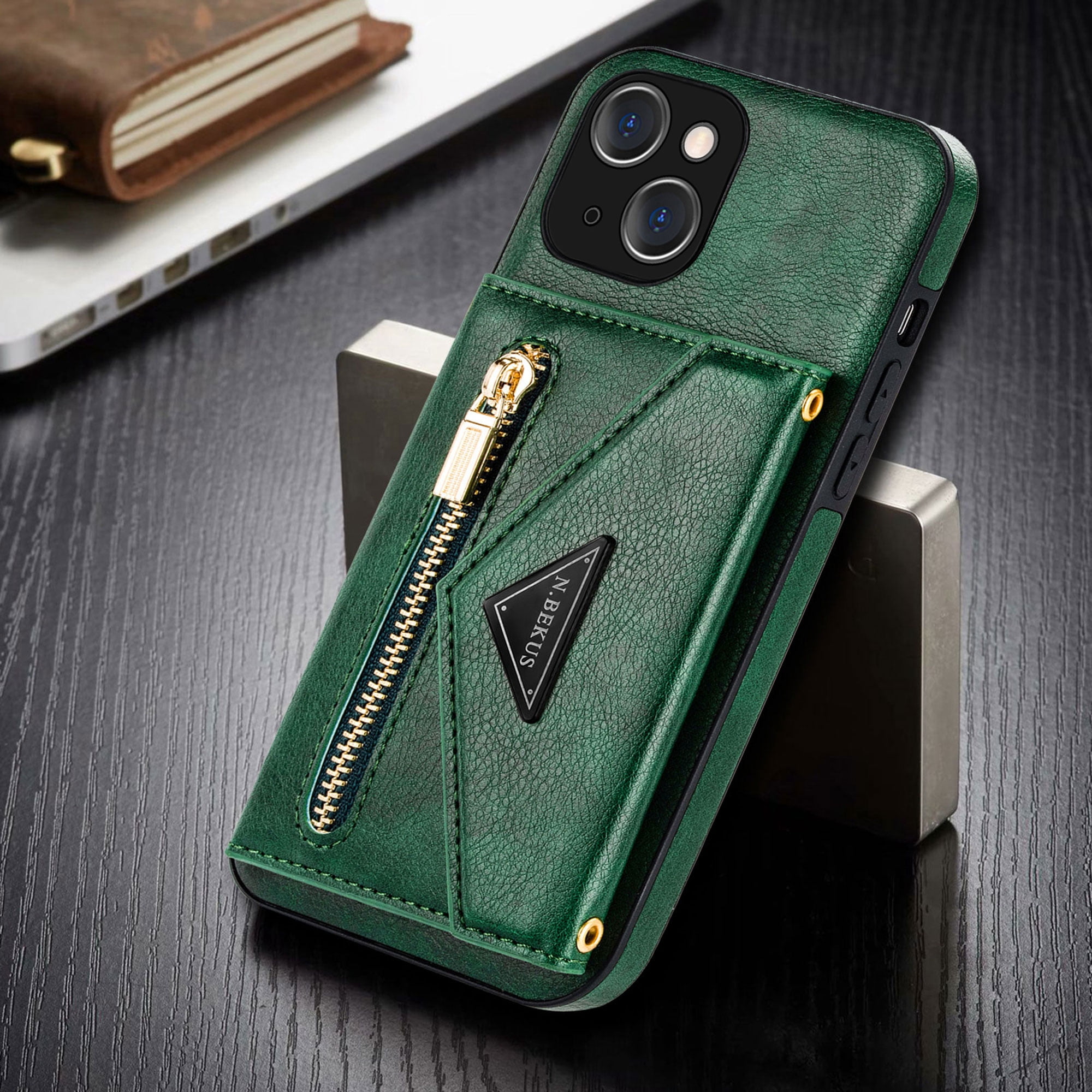 Dteck Card Holder Wallet Back Case for Apple iPhone 13 6.1inch,Shockproof Rubber Silicone