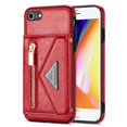 thumbnail image 1 of Dteck Card Holder Wallet Zipper Back Case for iPhone SE 2022 4.7-inch,iPhone 8/7 Shockproof Rubber Hybrid Leather Kickstand iPhone SE 2nd Gen 2020 Cover with Cross Body Shoulder Strap,Red, 1 of 8
