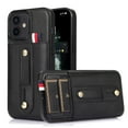 thumbnail image 1 of Dteck Card Slot Cover for iPhone 14 2022 Release, Durable PU Leather Surface Rugged PC Shell Strap Kickstand Drop Resistant Shockproof Luxury Fashion Case for iPhone 14 Black, 1 of 18