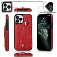 thumbnail image 1 of Dteck Card Slot Cover for iPhone 14 Pro 2022 Release, Durable PU Leather Surface Rugged PC Shell Strap Kickstand Drop Resistant Shockproof Luxury Fashion Case for iPhone 14 Pro Red, 1 of 18